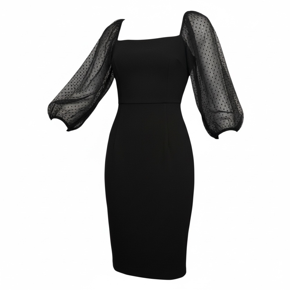 Banana Republic Black Mini Dress with Sheer Sleeves